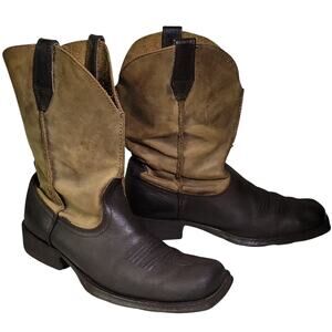 Ariat Rambler Tan Brown Square Toe Western Cowboy Distressed Boots Mens 10D.